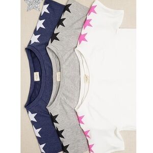 Heather Gray Star Printed Shirt Sleeve Sweatshirt
